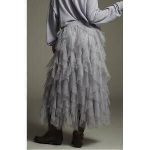 Sincerely Jules Polka Dot Tulle Ruffle Skirt Lavender Gray L NWT Fairy Whimsical